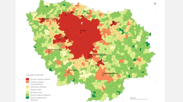 Grille communale de densité de population en Île-de-France